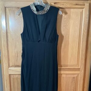 Nicole Miller Black Dress with Embellished Collar Size 10 NWT